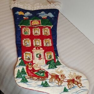 Vintage Quilted Stocking With A Christmas Story On Back